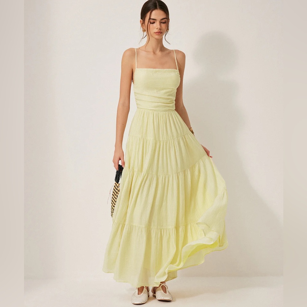 Pleated Backless Tiered Cami Dress - Picture 4 of 7